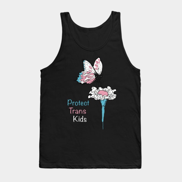 Protect Trans Kids Butterfly on Flower t-shirt Tank Top by Peaceful Pigments